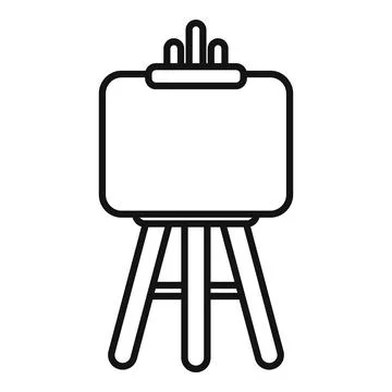 Empty easel standing on three legs with paper sheet on top Illustrazione stock