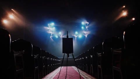 Empty Easel Under Spotlight Symbolizing Creative Freedom And Inspiration Stock-Footage 336327438