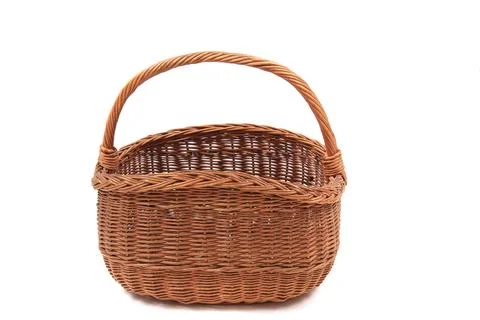 Empty easter natural basket isolated Stock Photos