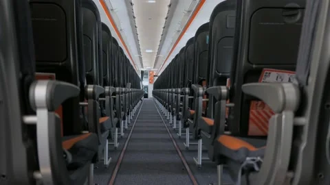 Empty easyJet Airbus a320-186 cabin Stock Footage 221729284