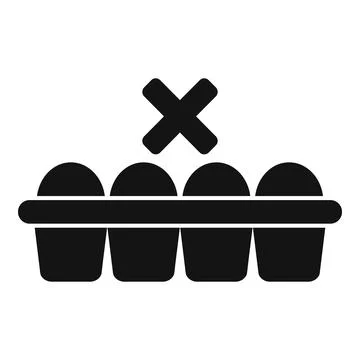 Empty egg carton with cross mark indicating no eggs left Stock Illustration