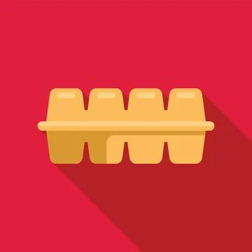 Empty egg carton with long shadow on red background Stock Illustration