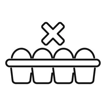 Empty egg carton with missing eggs and cross sign Stock Illustration