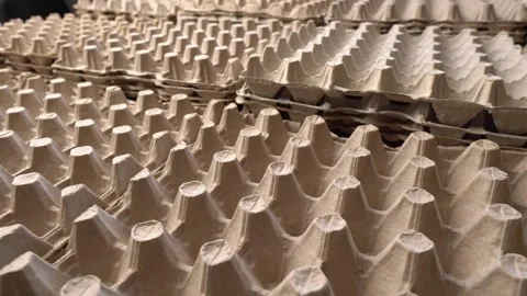 Empty Egg Cartons. Pulp Egg Packaging Video stock 252778390