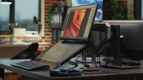 Empty electronics with multiple screens to develop artistic modern content Video stock 229815810