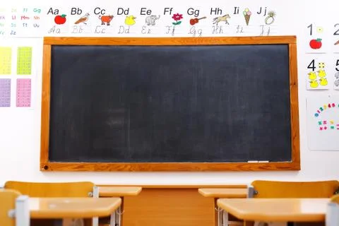 Empty elementary classroom Stock Photos