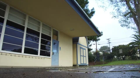 Empty Elementary School Classroom and Playground Exterior Hop Scotch Stock Footage 130677030