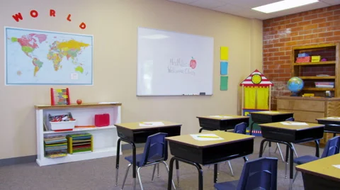 Empty elementary school classroom Stock Footage 62281926