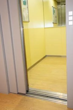Empty elevator cabin of the lift with buttons Fotos de archivo