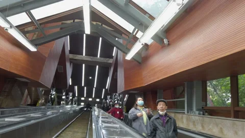 Empty elevator running in shopping mall in coronavirus pandemic, Chongqing,China Stock Footage 155923574