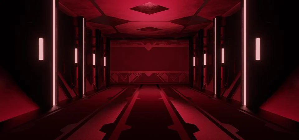 Empty Empty Hallway Corridor Room Garage Studio Dance Glowing Revolutionary R Stock Illustration