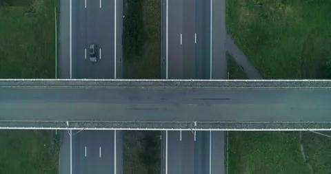 Empty endless autobahn road. Two sided double way asphalt highway in arid rural Stock Footage 144629490