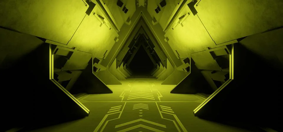 Empty Engine Room Laboratory Ultra Modern Calm Green Colors Modern Background Stock Illustration