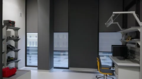 Empty engineering laboratory with computer and equipment 스톡 동영상 302473585