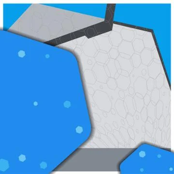 Empty envelope with white background and insert with geometric blue and gray Stock Illustration