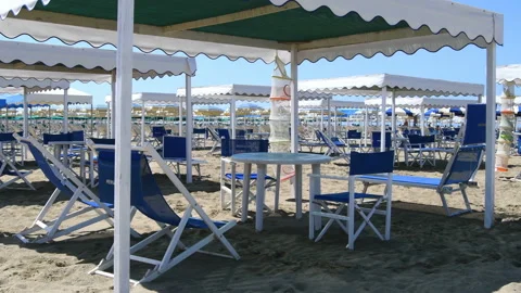 Empty equipped beach Stock Footage 133587856