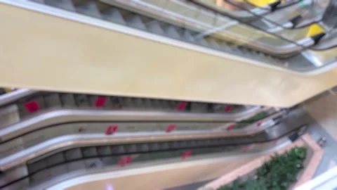 Empty escalator. Blured Department store for background. Stock Footage 155221724