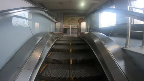 Empty escalator close up view azadpur metro station Stock Footage 197510350