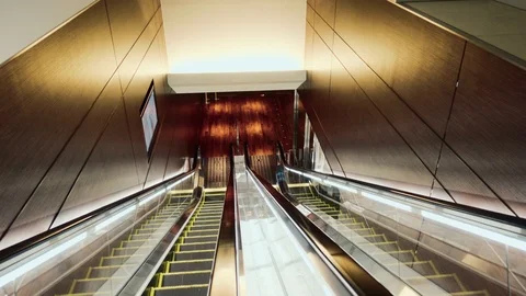 Empty escalator downwards on the move Stock Footage 75082507