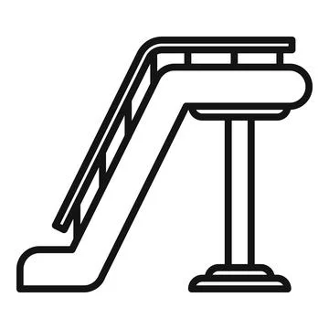 Empty escalator leading to nowhere in thin line style イラスト素材