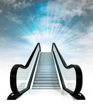 Empty escalator leading to sky concept render illustration イラスト素材