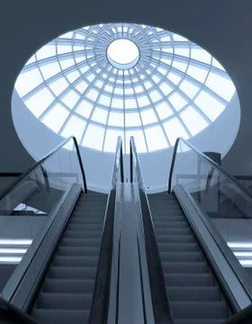 Empty escalator Stock Photos