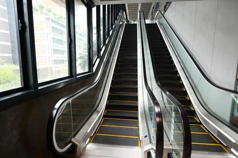 Empty escalator in a shopping mall Stock Photos