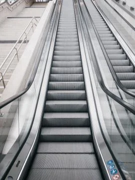 Empty escalator in station Stock Photos