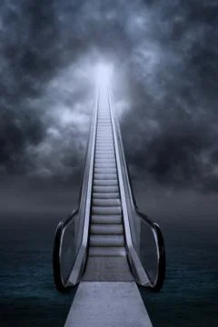 Empty escalator under clouds イラスト素材