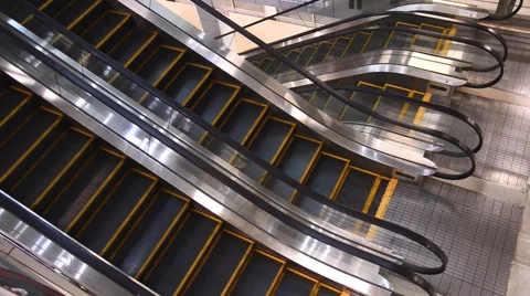 Empty escalators are shown that constantly running Stock Footage 50016108