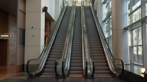 Empty Escalators Moving Wide Texture Stock Footage 281381858