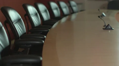 An empty executive corporate boardroom, business meeting Stock Footage