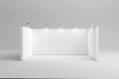 Empty exhibition stand hall with white walls. Trading room, presentation co.. Stock Illustration