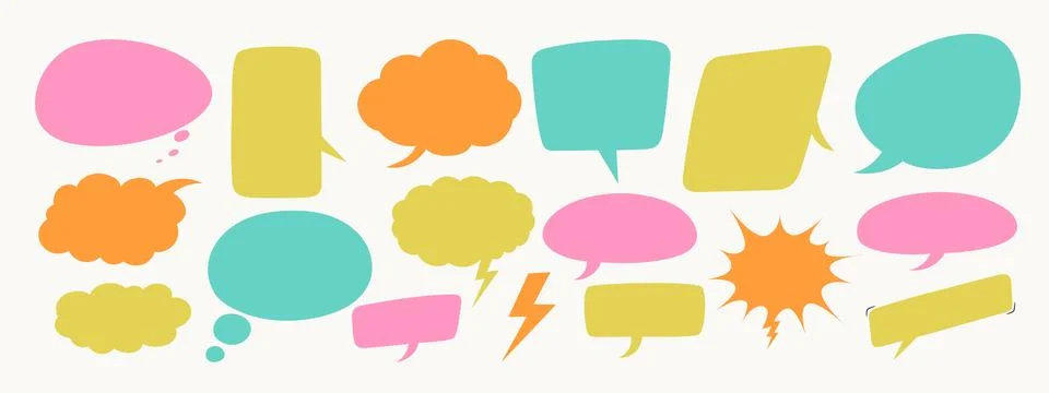 Empty explosion speech bubbles and thinking sign symbols. Vector illustration Illustrazione stock