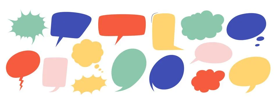 Empty explosions comical speech bubbles and thinking sign symbols. Vector i.. Stock Illustration
