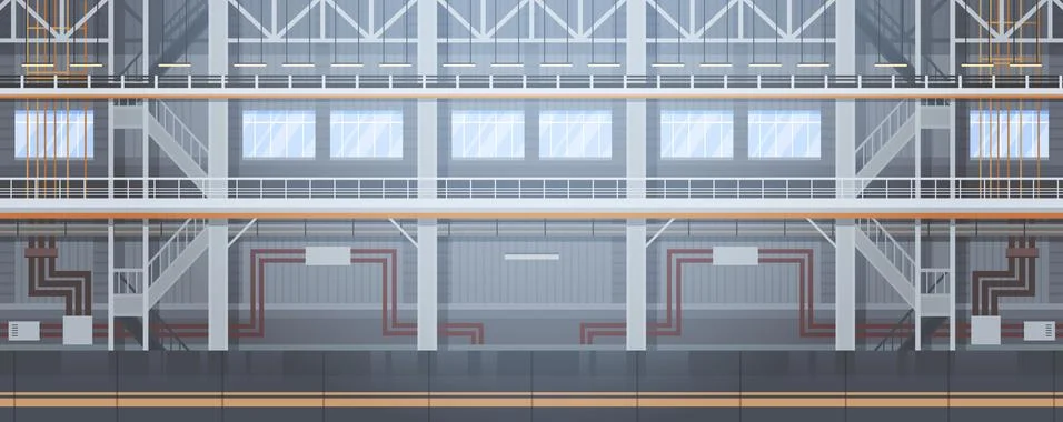 Empty Factory Conveyor Automatic Assembly Line Machinery Automation Industry Stock Illustration