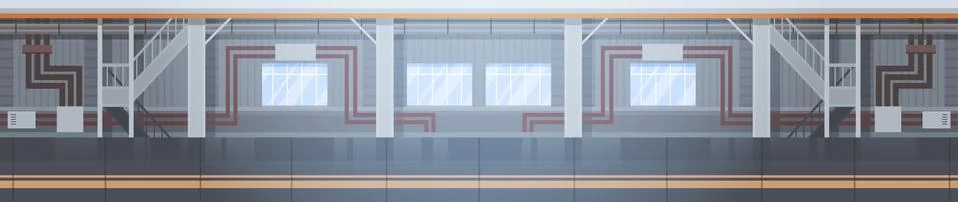 Empty Factory Conveyor Automatic Assembly Line Machinery Automation Industry Illustrazione stock