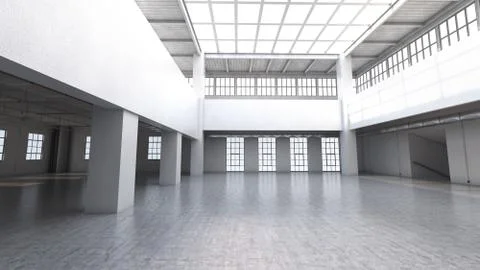 Empty factory interior. 3d render, 3d illustration. 库存插图