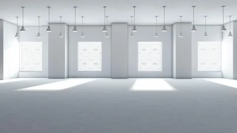 Empty factory interior. 3d render, 3d illustration. 库存插图