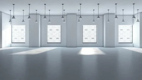 Empty factory interior. 3d render, 3d illustration. 库存插图
