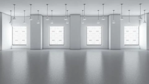 Empty factory interior. 3d render, 3d illustration. 库存插图