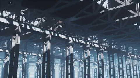 Empty factory or warehouse building interior 4K Stock Footage