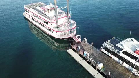 Empty Ferry Boat on the dock of a Lake Tahoe Stock Footage 143827549