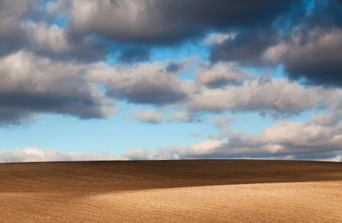 The empty field at sunset Fotos de archivo