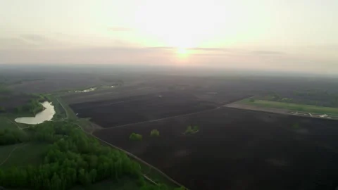 Empty fields for sowing cereals. Aerial photography from a great height. Stock Footage 242223308
