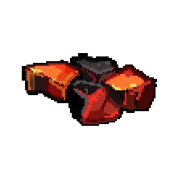 Empty fire charcoal pixel art vector illustration Stock Illustration