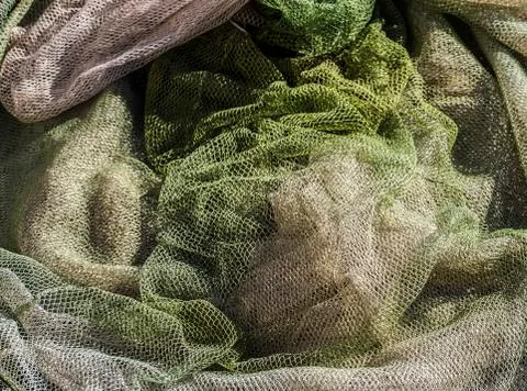 Empty fishing nets close texture Foto stock