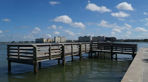Empty Fishing Pier As Clouds Pass By On The Gulf Of Mexico Ultra HD Time Lapse Stock Footage 38096150