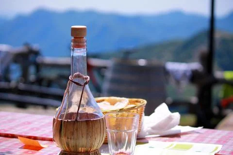 The empty flagon in the mountains Stock Photos