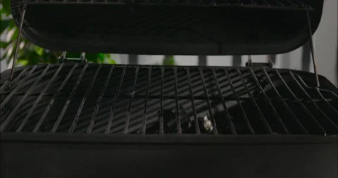 Empty Flaming Grill With Open Fire Ready For Product Placement Video stock 211771053